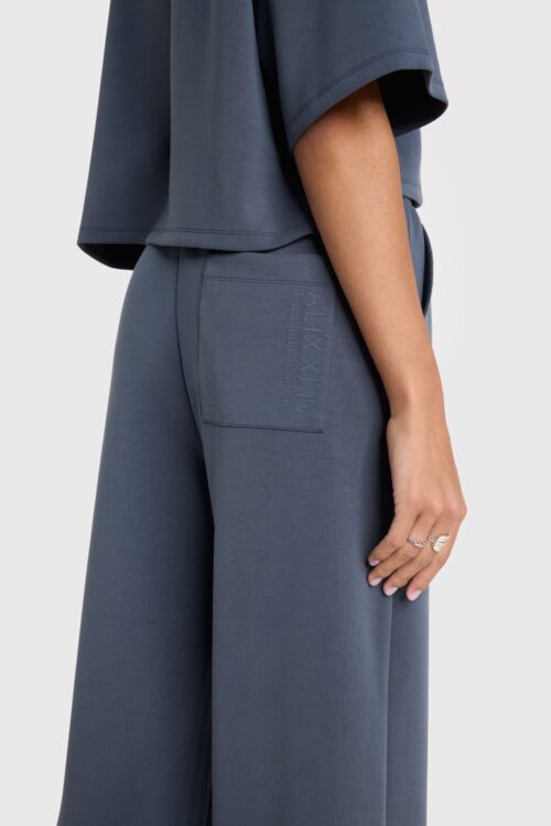 Ladies knitted flowy side slit pants alix the label