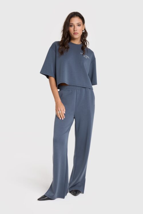Ladies knitted flowy side slit pants alix the label