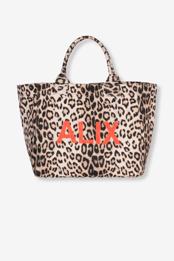 Ladies woven leopard canvas shopper alix the label