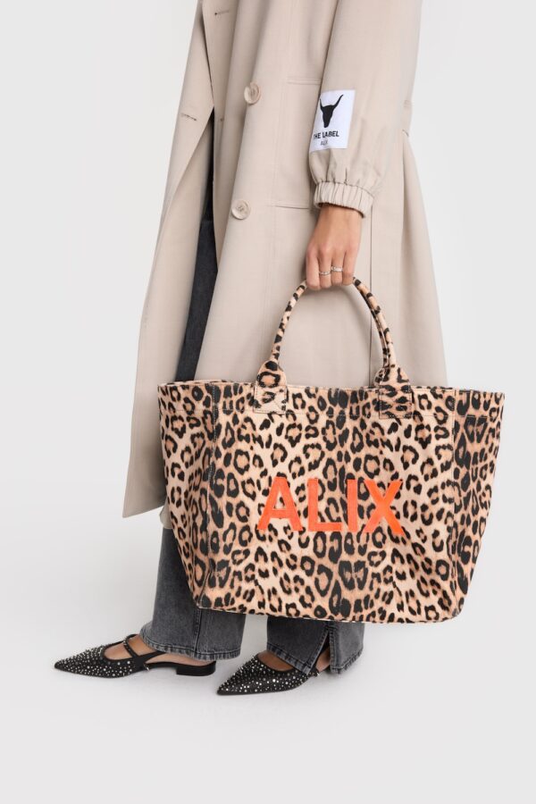 Ladies woven leopard canvas shopper alix the label