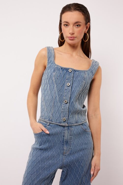 Elissa top denim light blue fluresk