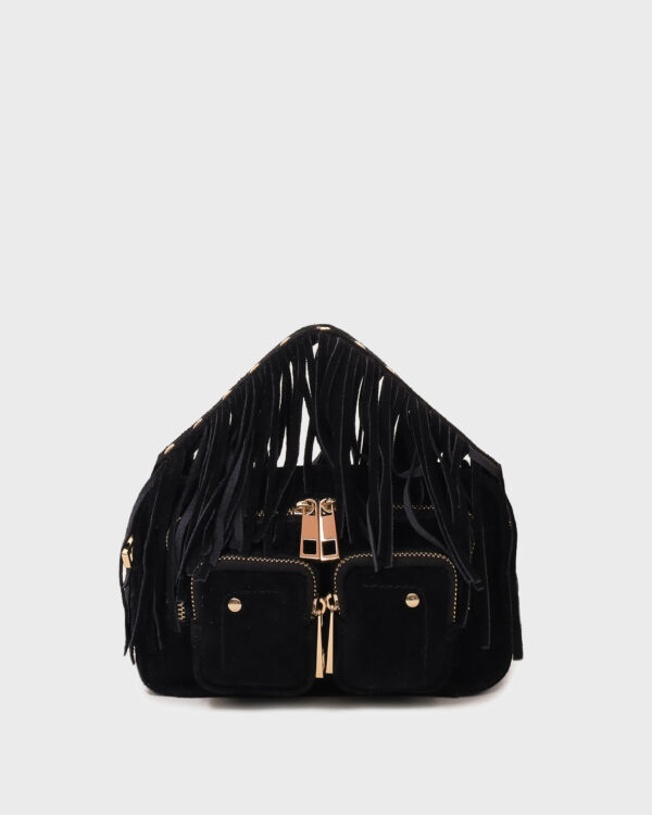 72448401 - Helena Fringe Suede Black w. Gold - Black - Main. Nunoo bags