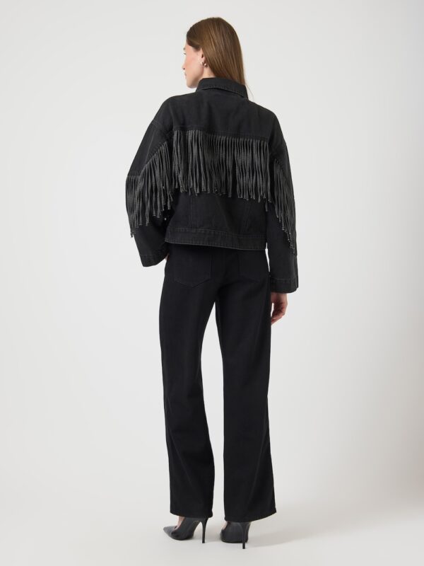 Yasaiko denim fringe jacket zwart