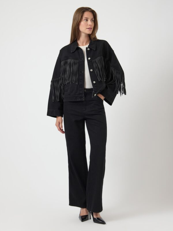 Yasaiko denim fringe jacket zwart