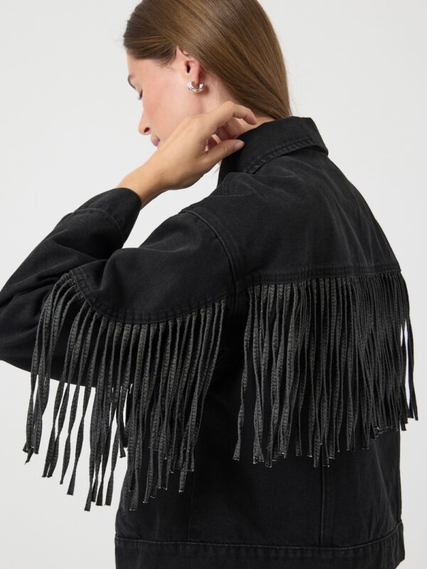 Yasaiko denim fringe jacket zwart