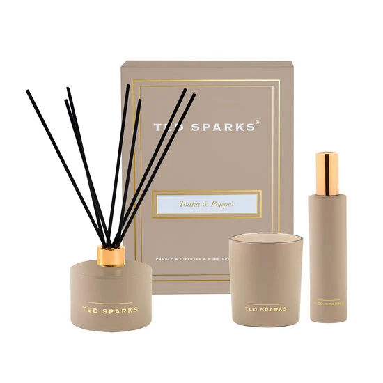 TED SPARKS - Candle, Diffuser & Room Spray Gift Set - Tonka & Pepper