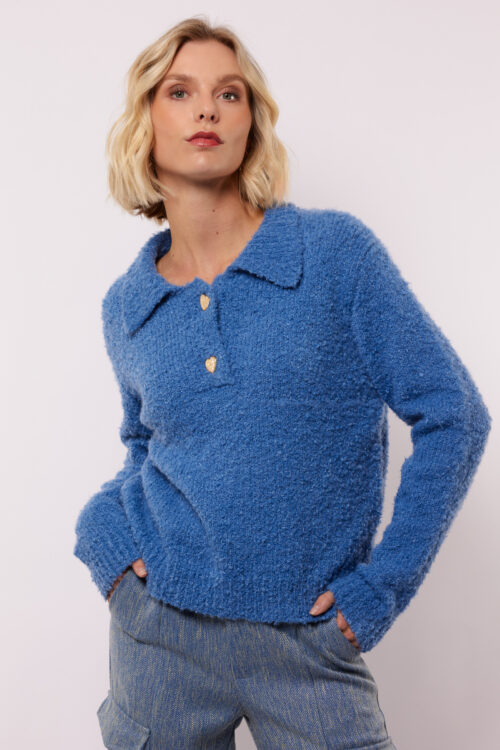 Zorina knit sweater fluresk blauw