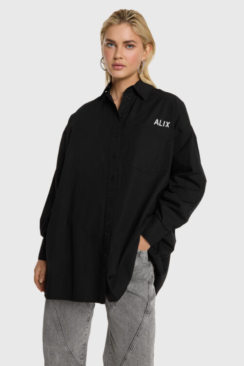 Oversized poplin blouse Alix the label zwart