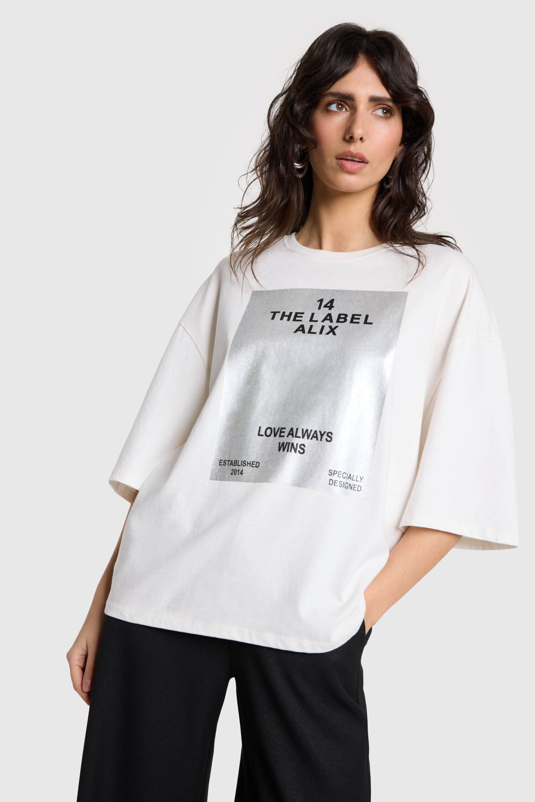 Knitted foil print t-shirt alix the label