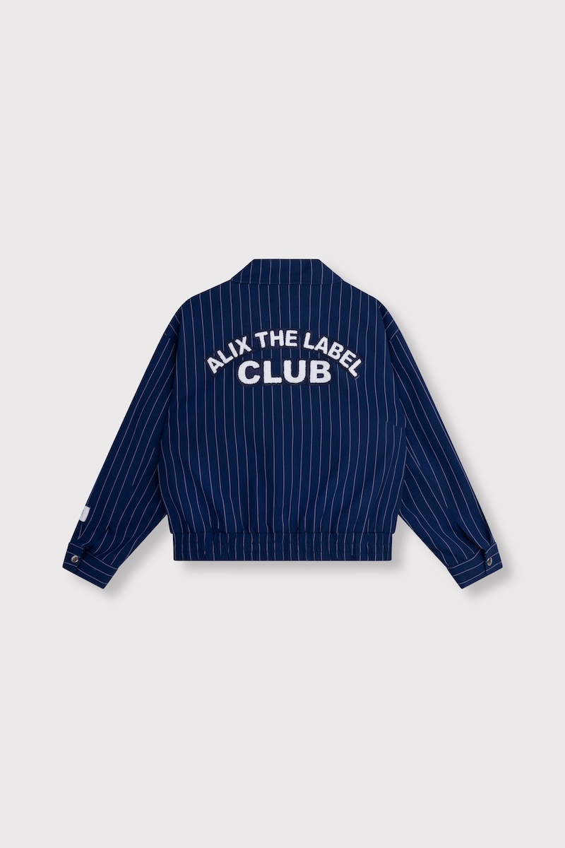 Ladies wwoven clean striped bomber alix the label