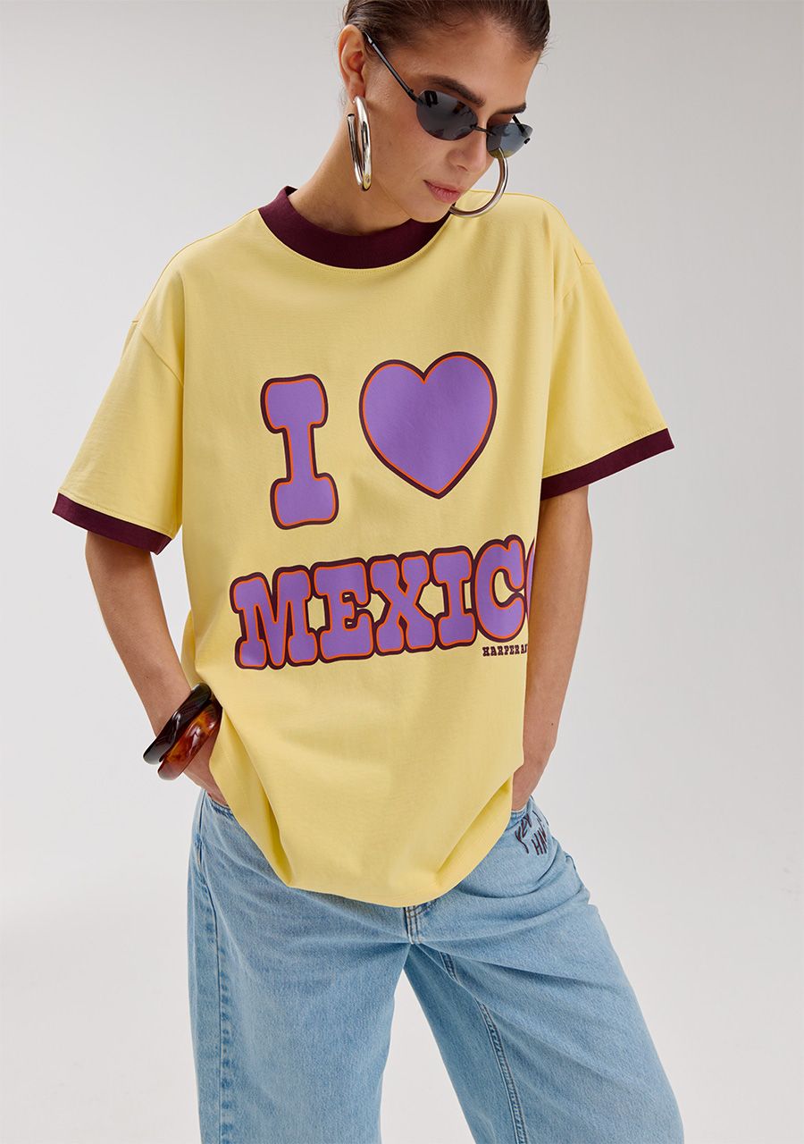 Mexico t-shirt light yellow harper and yve