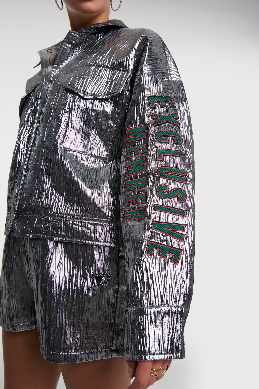 Silver artwork jacket alix the label