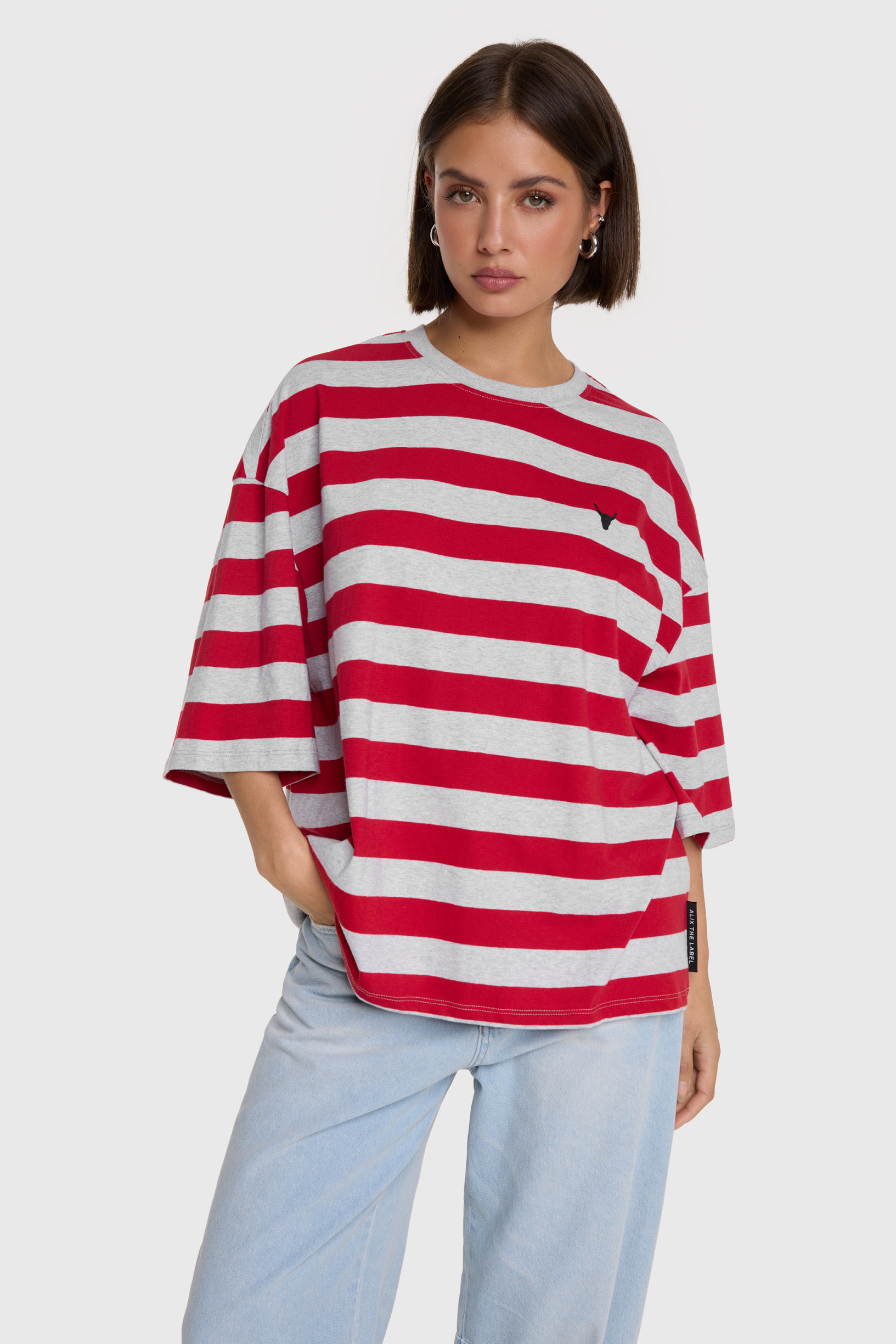 ladies knitted block stripe t-shirt alix the label