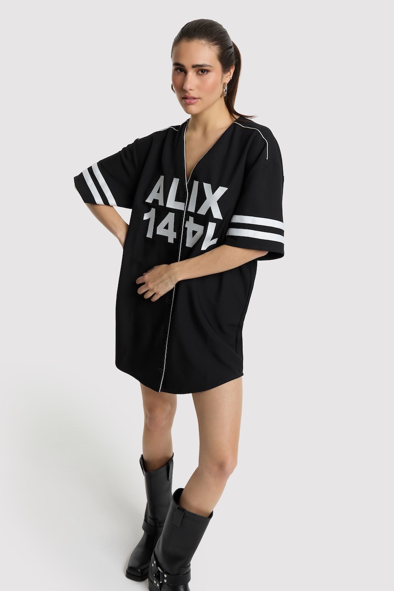 Baseball shirt dress alix the label