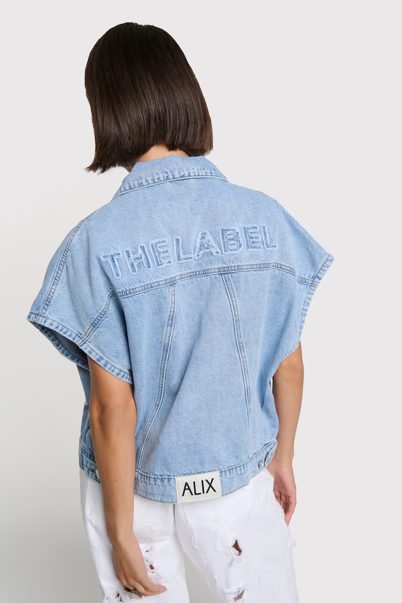 Soft denim waistcoat alix the label