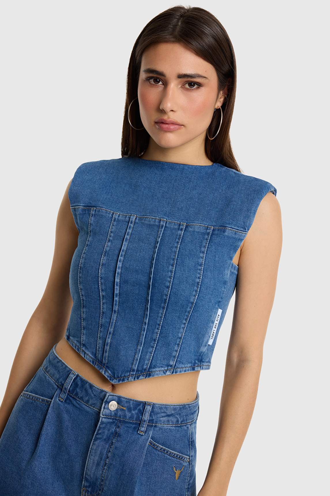 Denim corset top alix the label