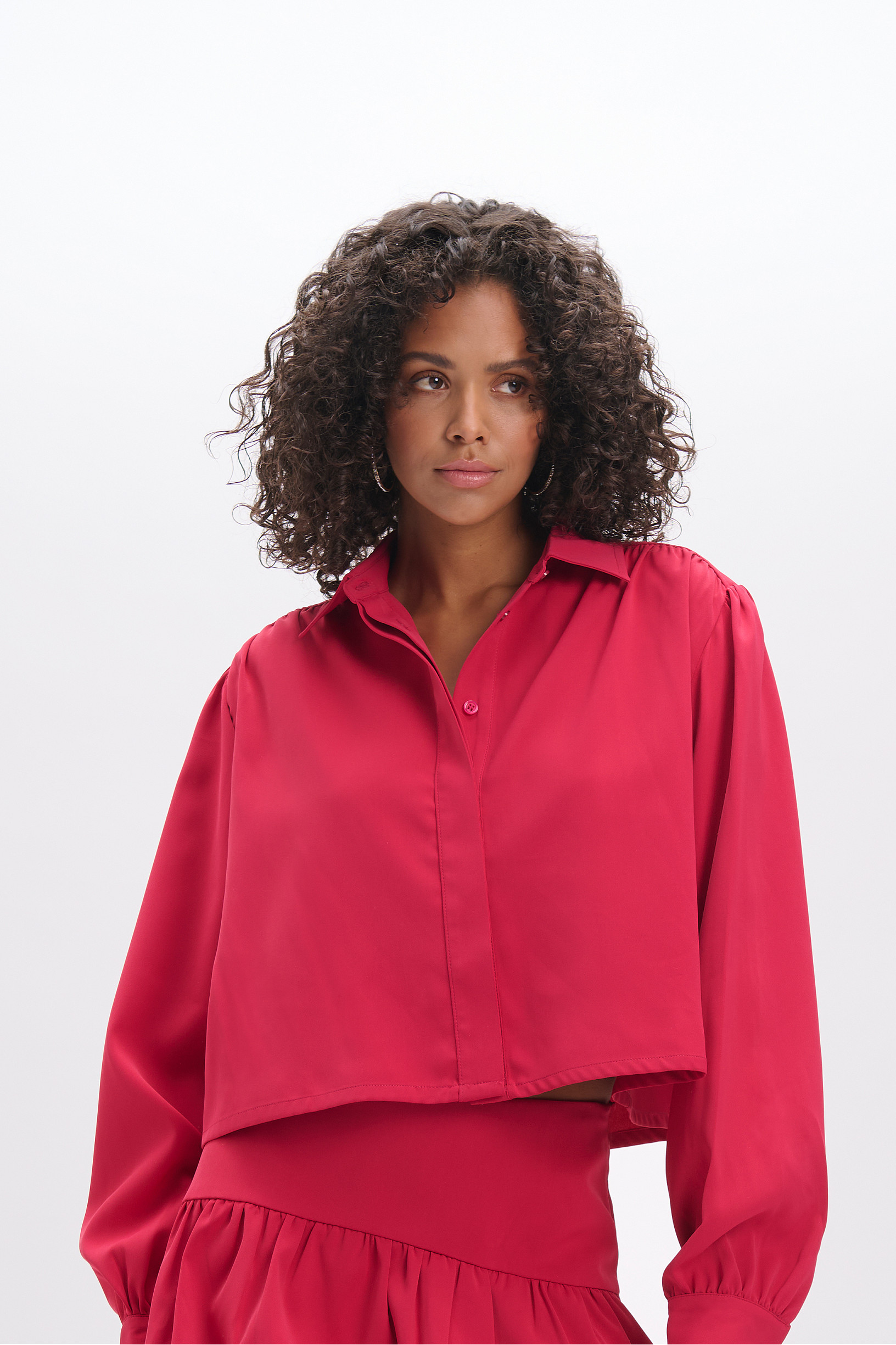 Ladies woven cropped blouse Myra
