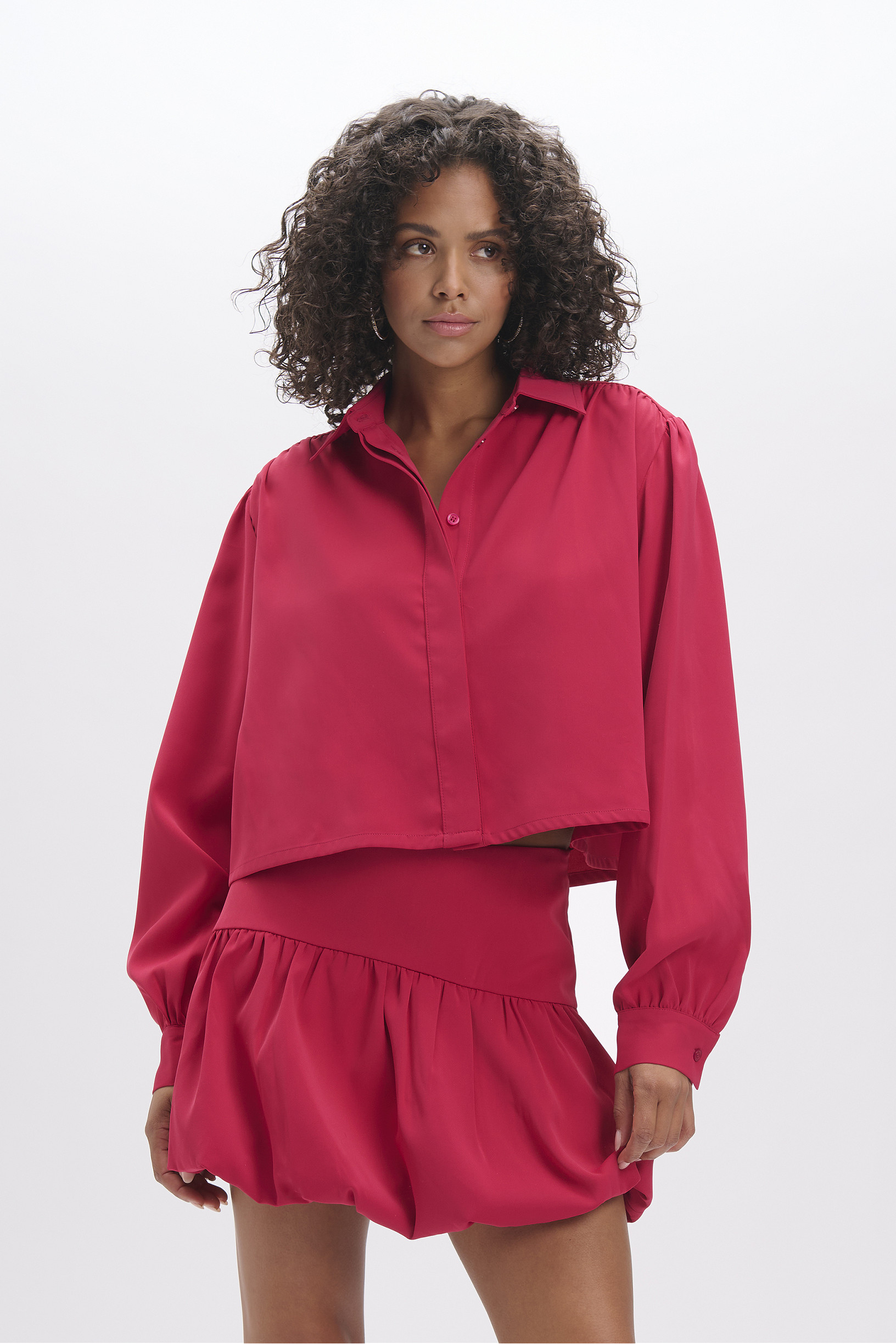 Ladies woven cropped blouse Myra