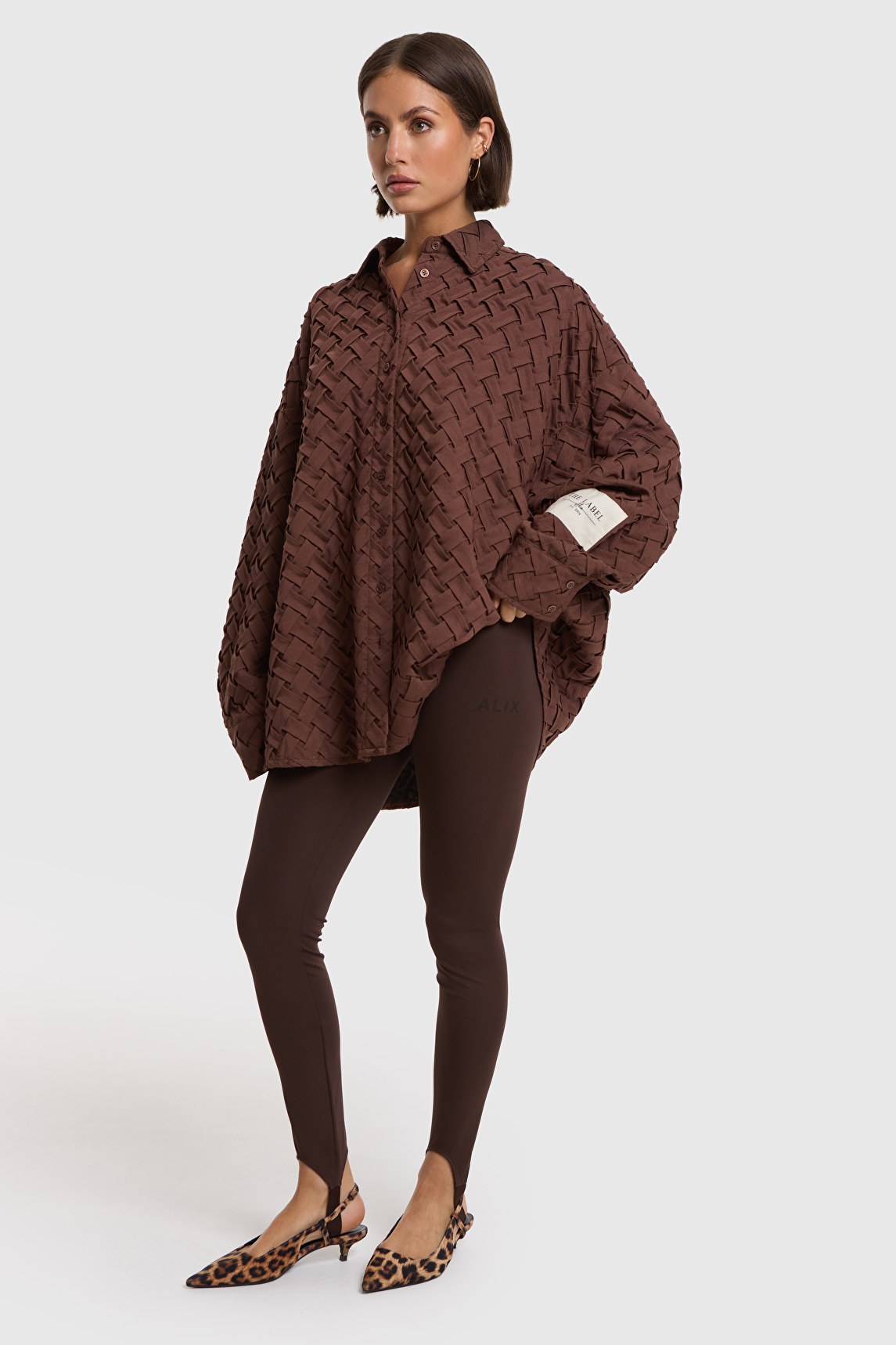 Ladies woven pleated blouse alix the label