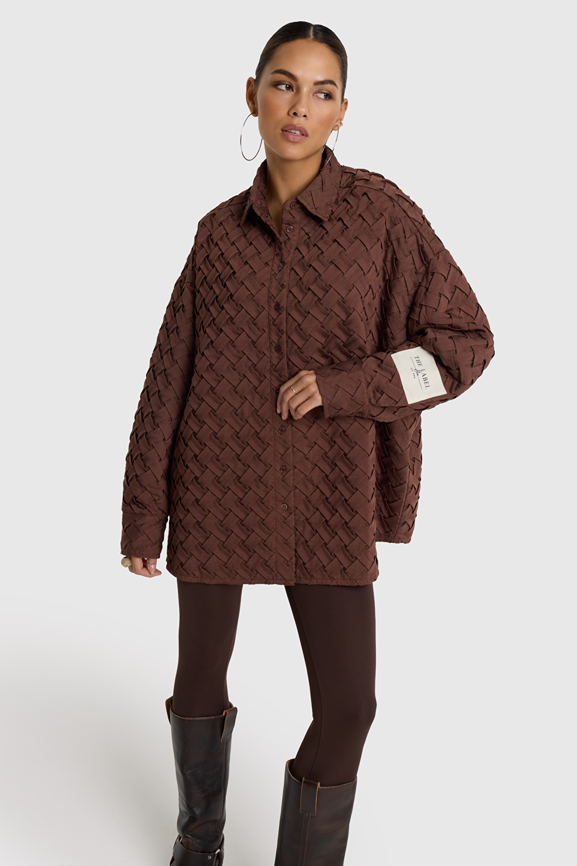 Ladies woven pleated blouse alix the label