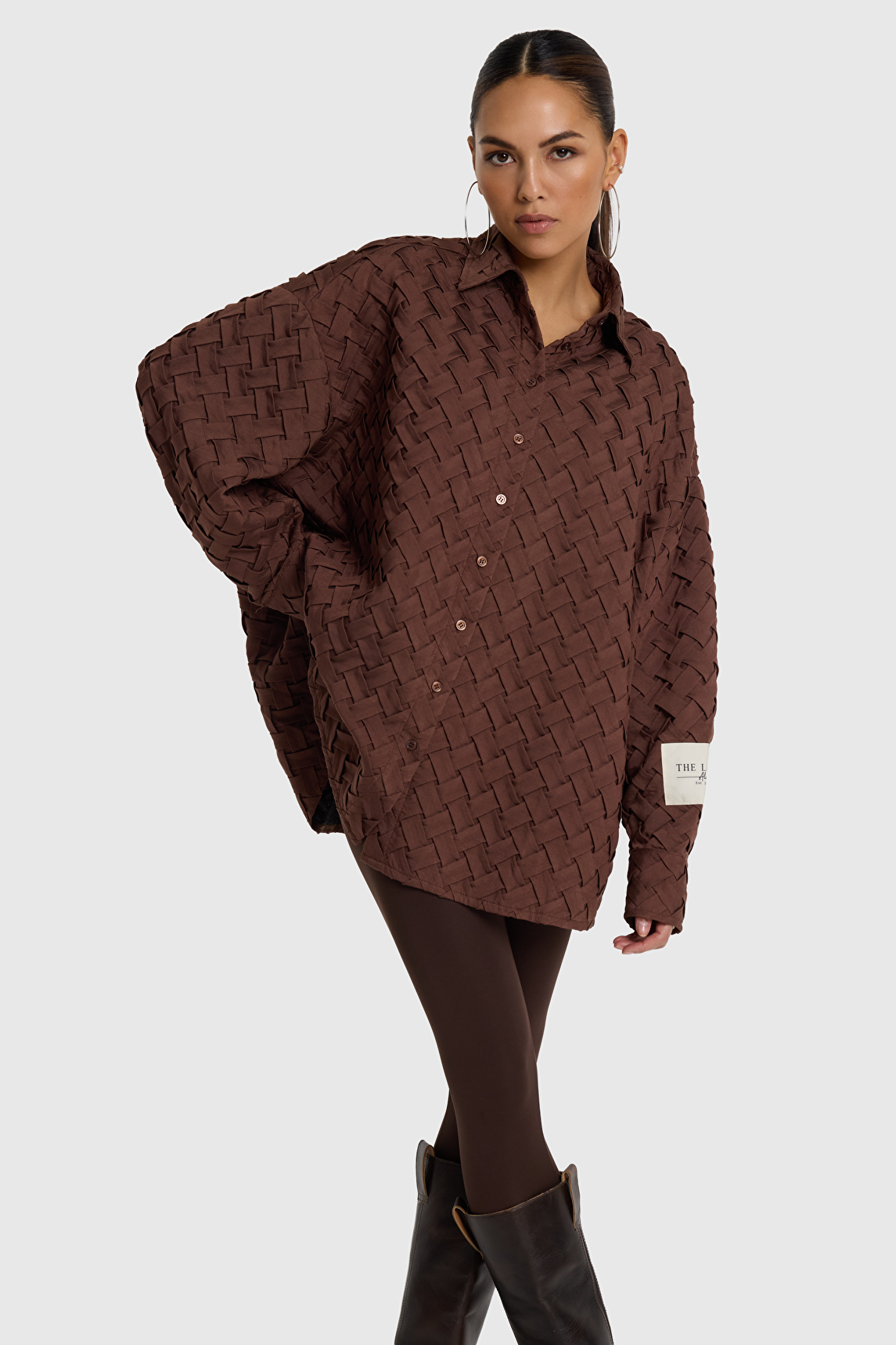 Ladies woven pleated blouse alix the label