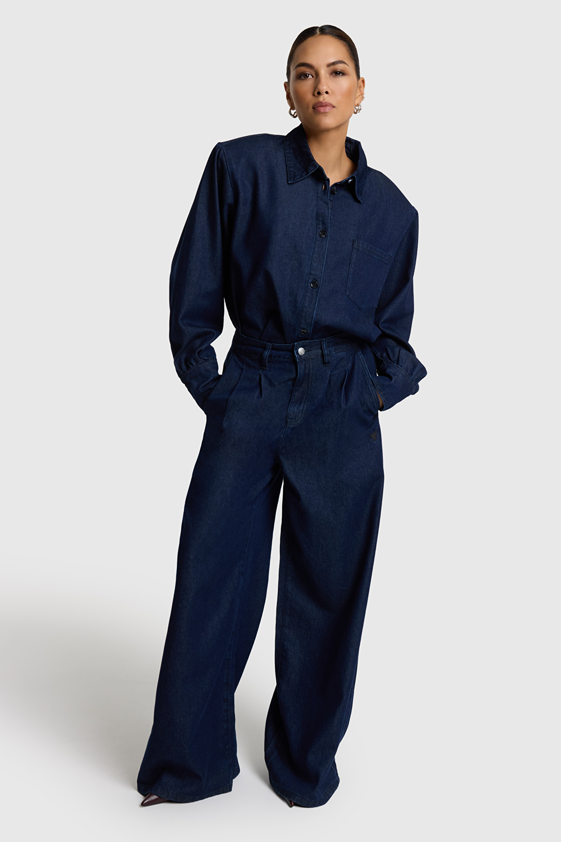 Wide leg denim pants alix the label