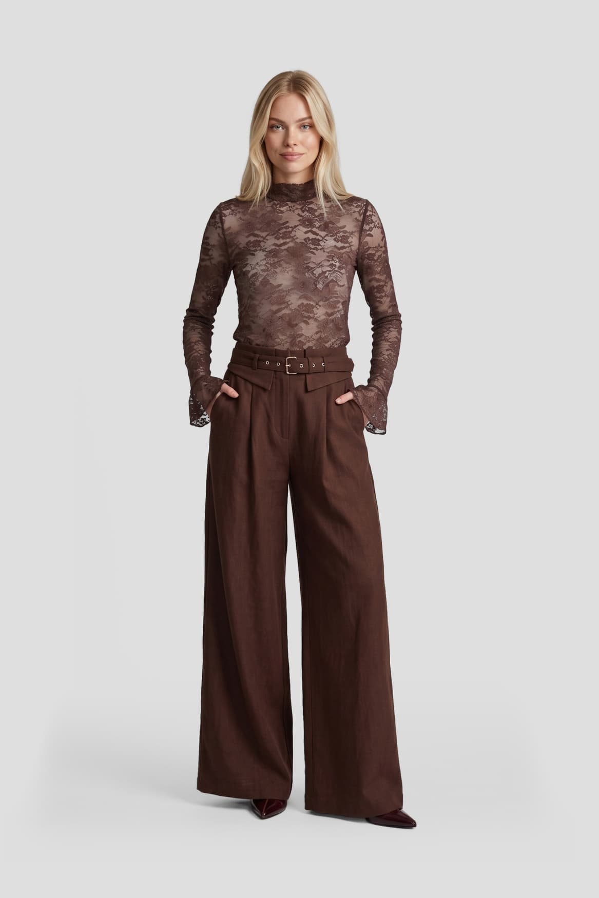 Haily top fluresk bruin