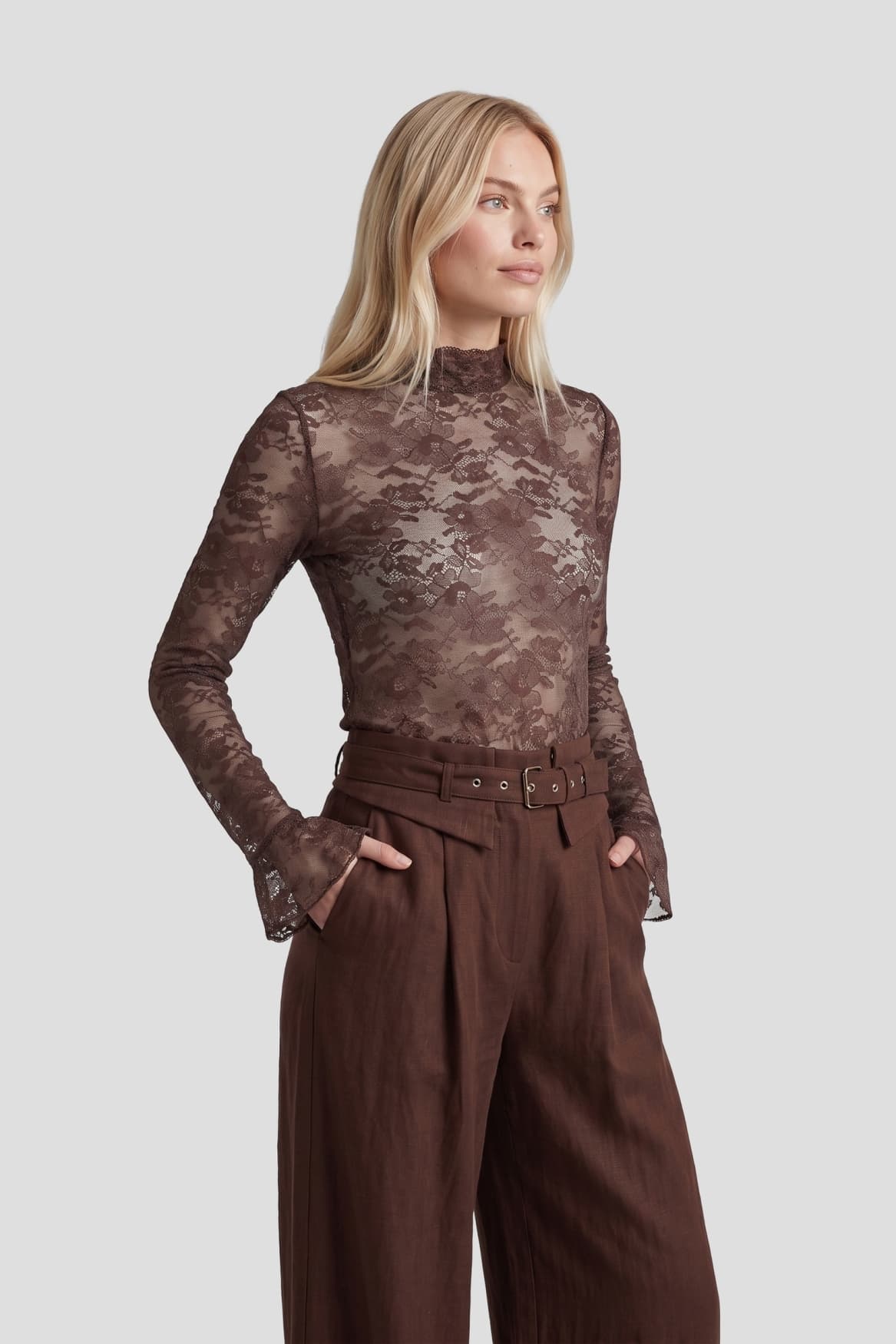 Haily top fluresk bruin